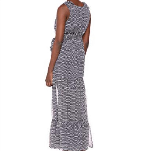 Elegant Black and White Polka Dot Maxi Dress - Picture 2 of 11